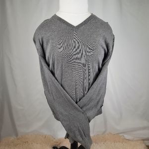 Buckle Black standard fit sweater men's XL cotton ribbed sides V-neck gray